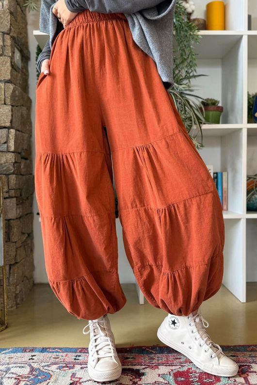 Basso Baby Cord Tiered Cuff Pant Rust